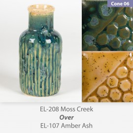 Moss Creek EL208 over Amber Ash EL107 Glaze Combination Moss Creek EL208 over Amber Ash EL107 Glaze Combination